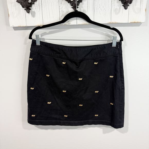 Vineyard Vines Whale Embroidered Mini Skirt Navy Gold Whales Size 10 - Picture 1 of 4